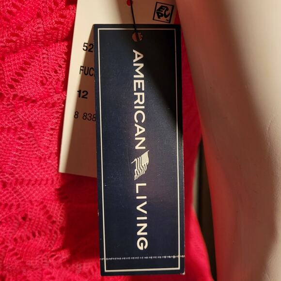 NWT American Living Fuchsia Pink Eyelet Lace Dress Womens 12 Sleeveless Modest - Picture 9 of 10